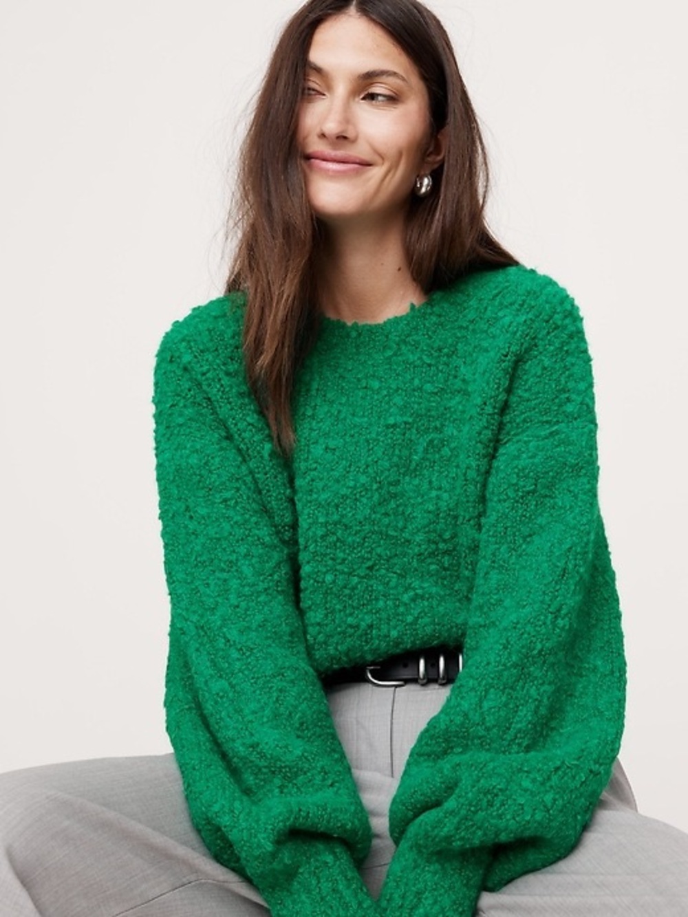 BANANA REPUBLIC alpaca wool boucle sweater green size XS